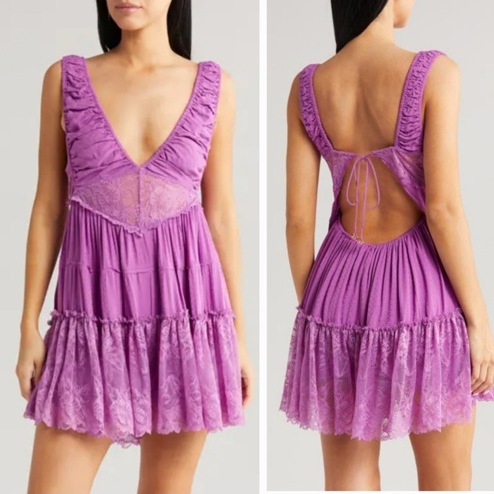Free people spring fling romper size large purple NWT